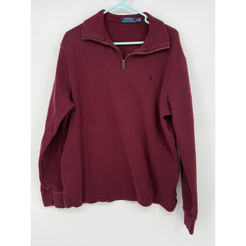 Polo Ralph Lauren Men's Burgandy 1/4 Zip Sweater Large